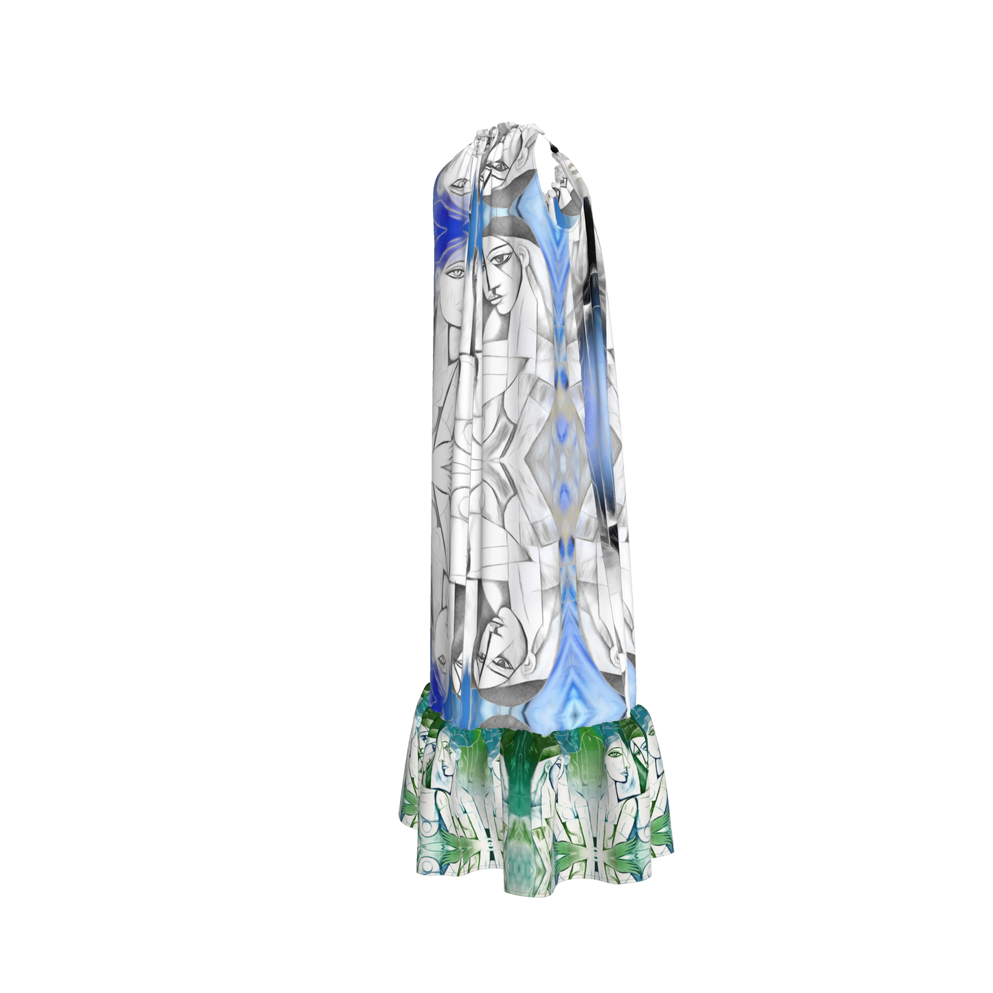 Aria Drawstring Halter Silk Maxi Dress