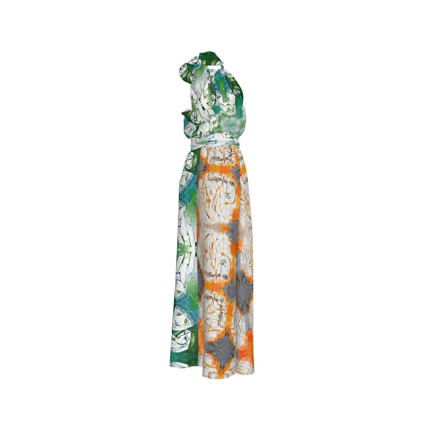 Aziza Silk Halter Maxi Dress