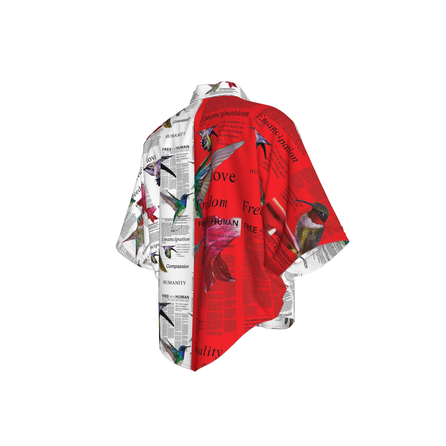 Mwezi Cropped Silk Kimono Sleeve Blouse