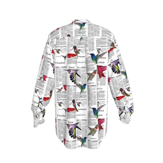 Zahara Band Collar Oversized Silk Shirt