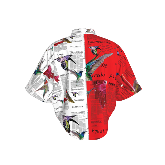 Mwezi Cropped Silk Kimono Sleeve Blouse