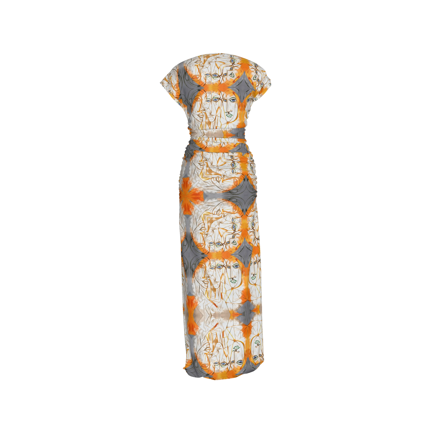 Zuhura Boatneck Shirred Silk Maxi Dress