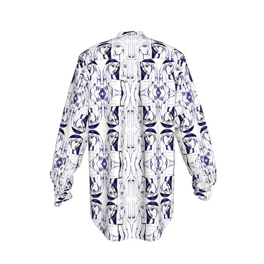 Zahara Band Collar Oversized Linen Shirt