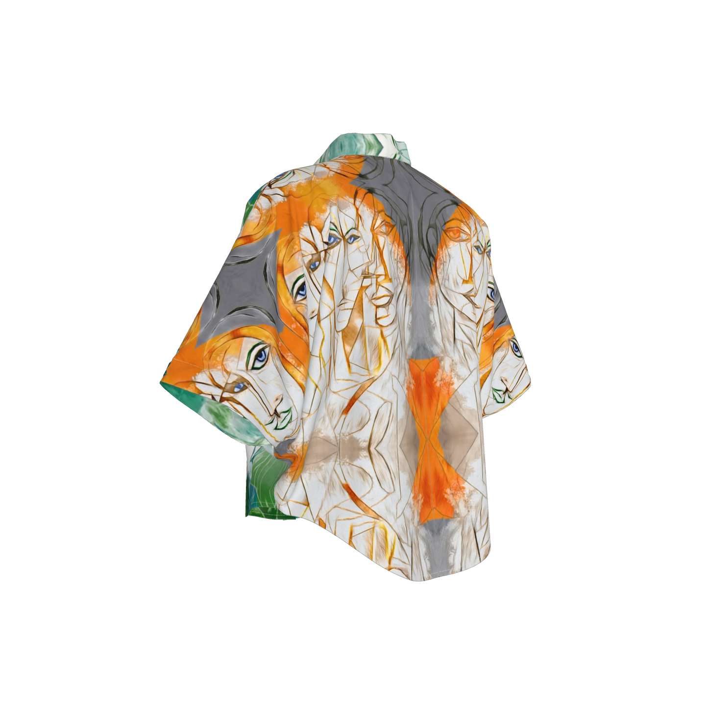Mwezi Cropped Silk Kimono Sleeve Blouse