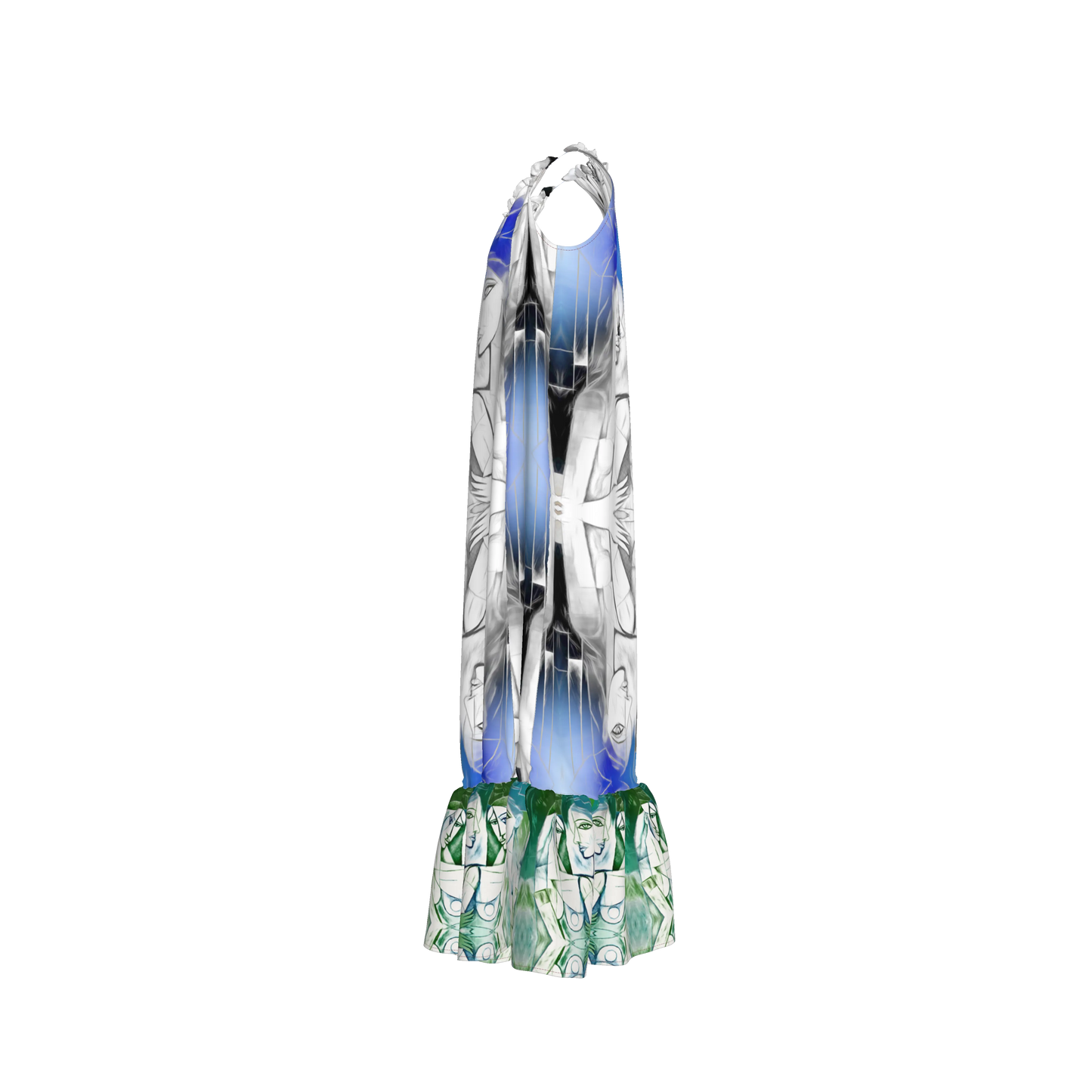 Aria Drawstring Halter Silk Maxi Dress
