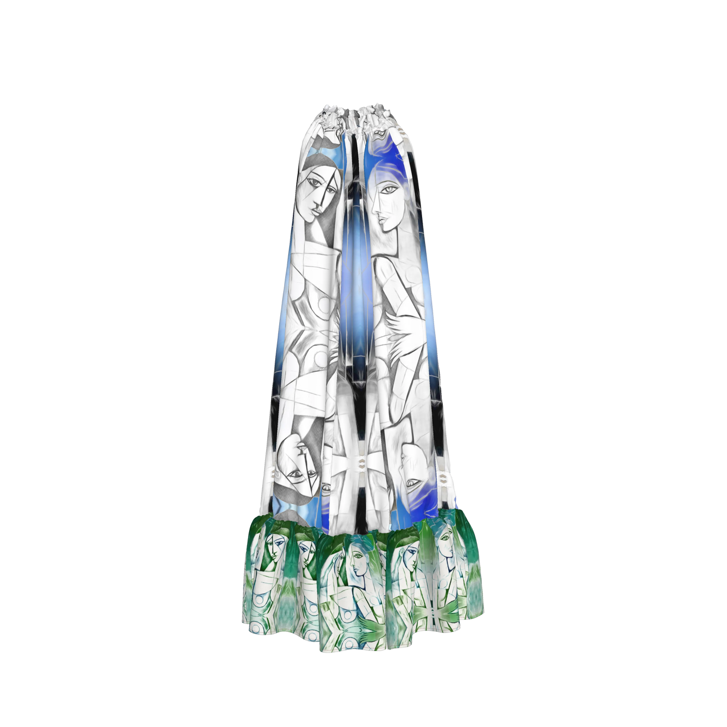 Aria Drawstring Halter Silk Maxi Dress