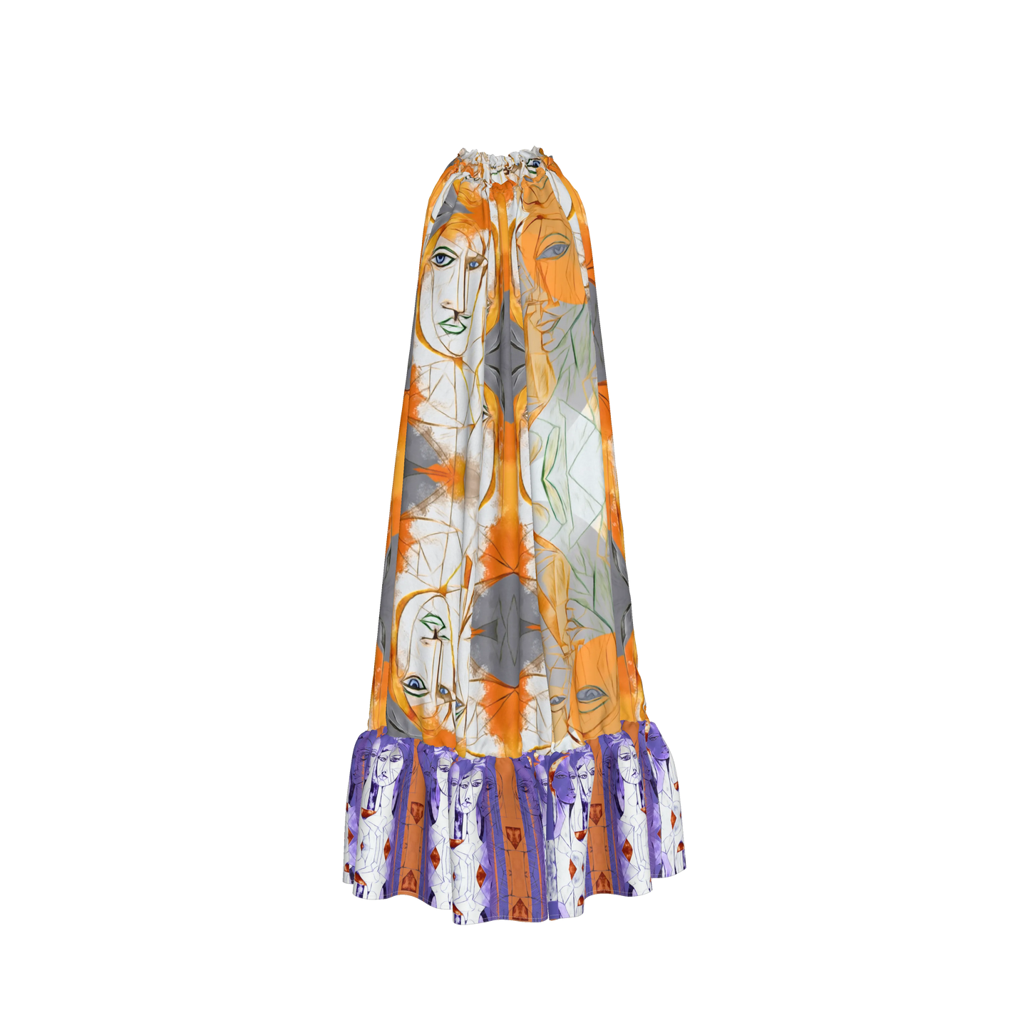 Aria Drawstring Halter Silk Maxi Dress