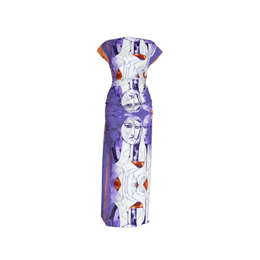 Zuhura Boatneck Shirred Silk Maxi Dress