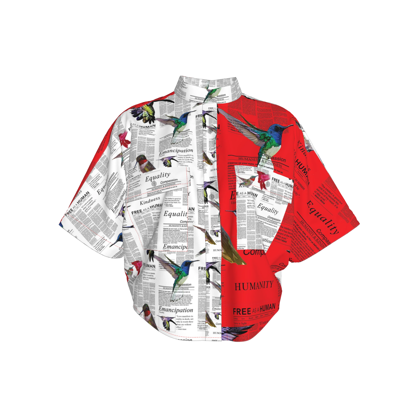 Mwezi Cropped Silk Kimono Sleeve Blouse