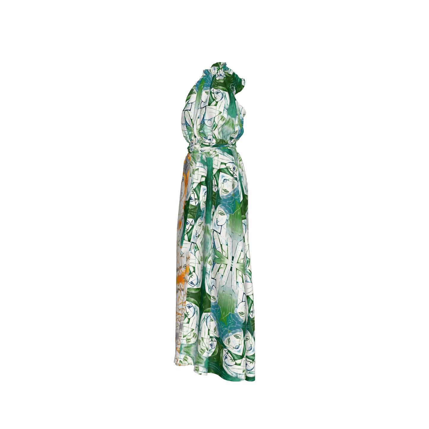 Aziza Silk Halter Maxi Dress