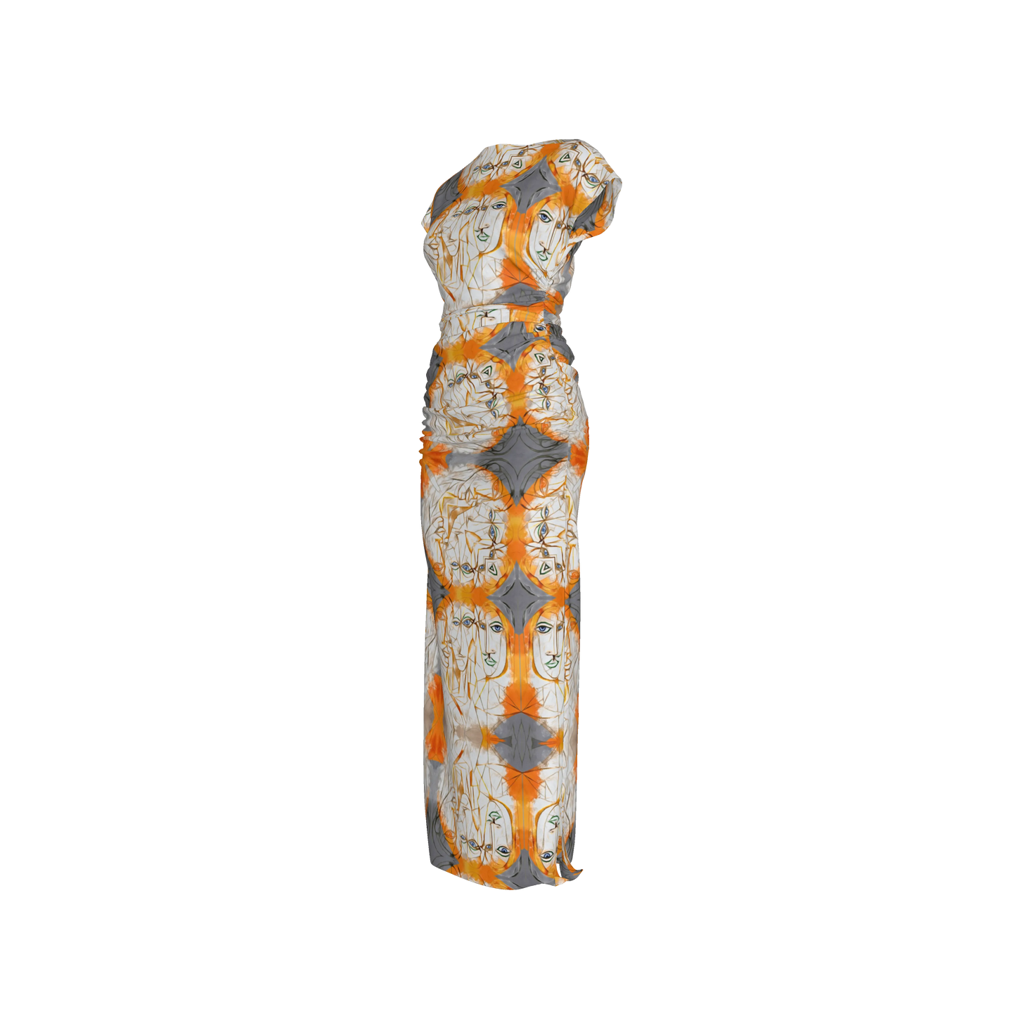 Zuhura Boatneck Shirred Silk Maxi Dress