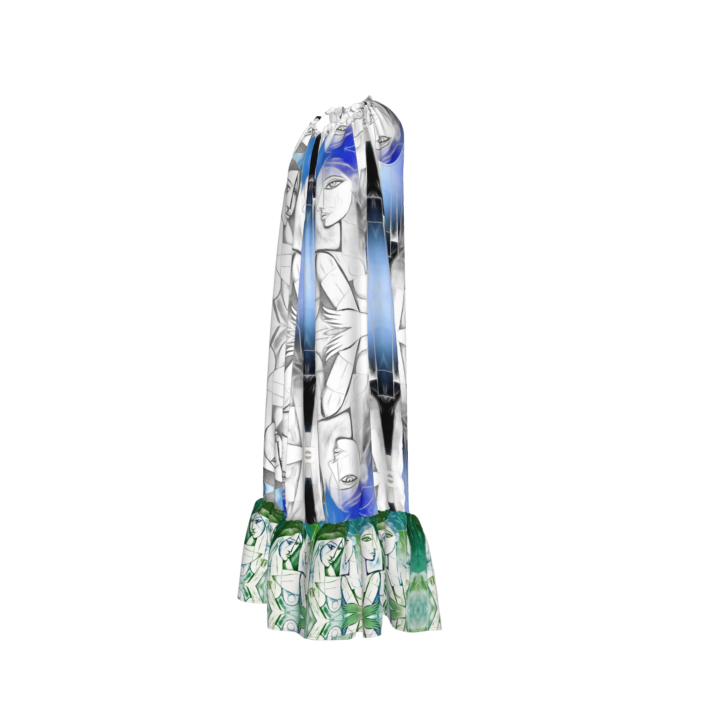 Aria Drawstring Halter Silk Maxi Dress
