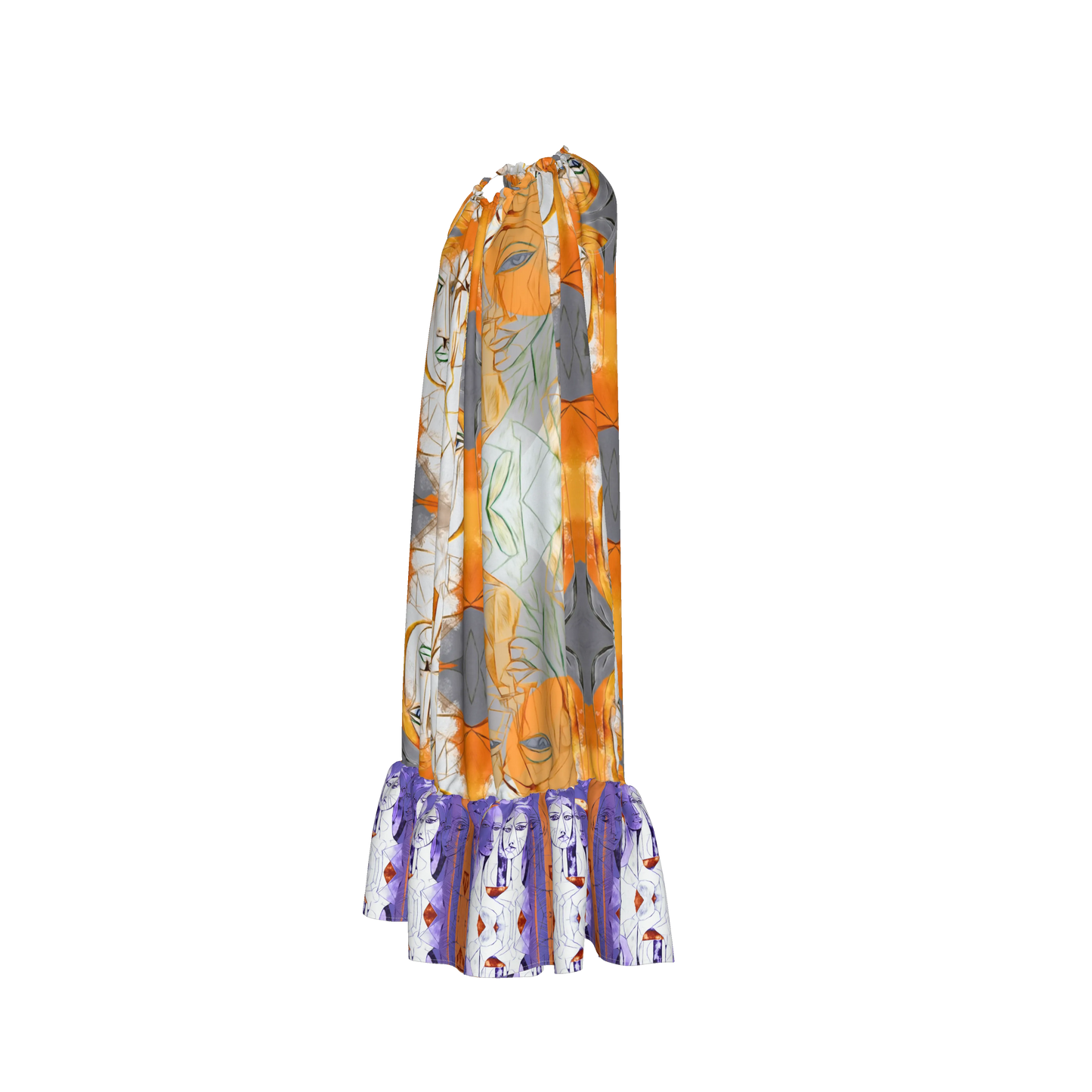 Aria Drawstring Halter Silk Maxi Dress