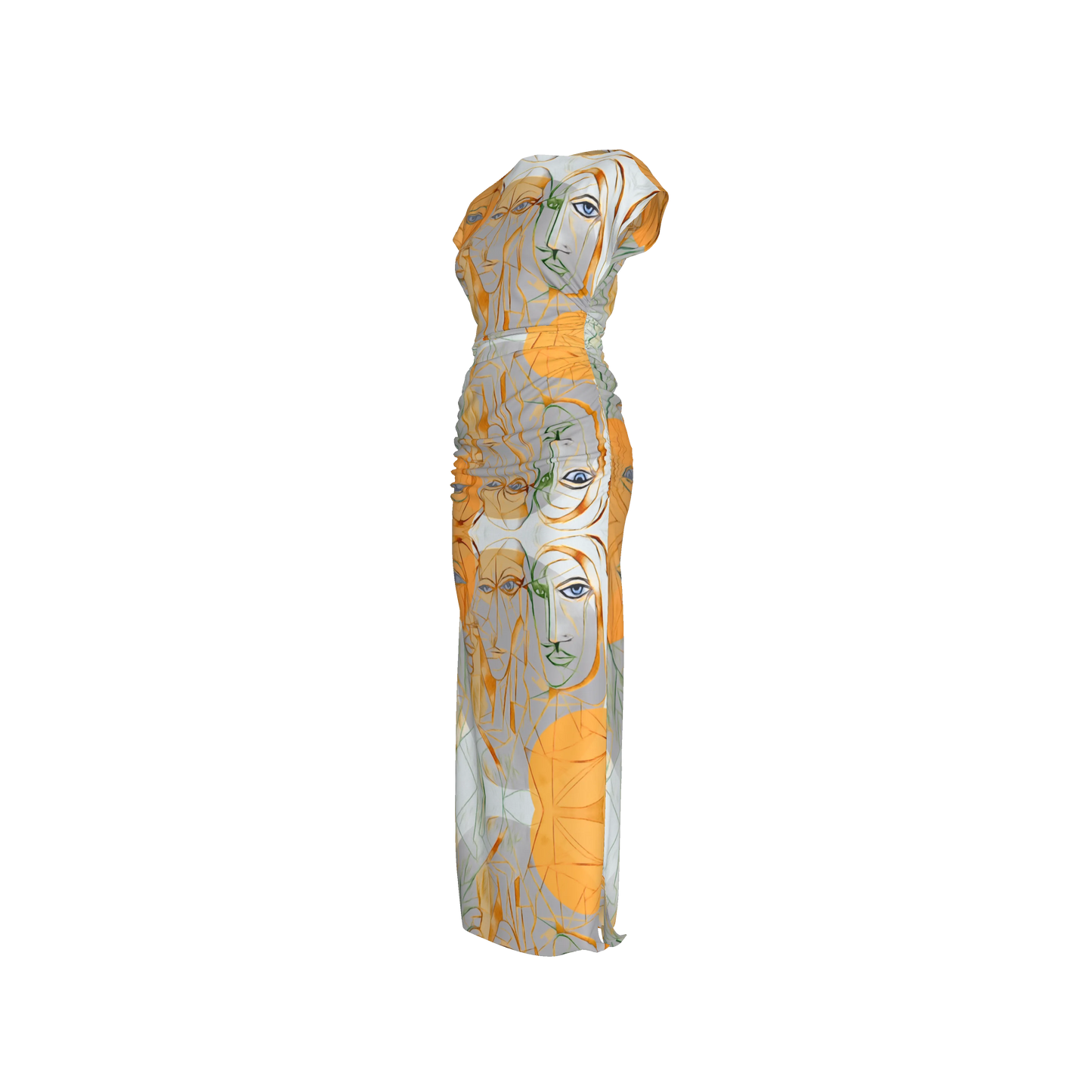 Zuhura Boatneck Shirred Silk Maxi Dress
