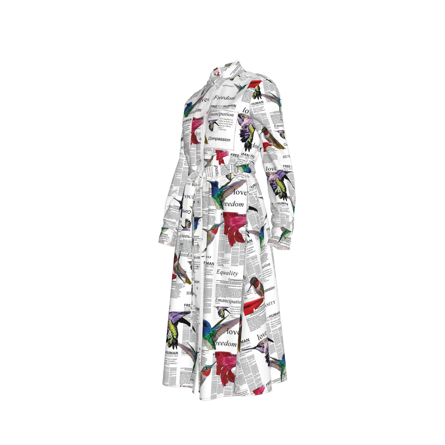 Malaika Belted Silk Shirt Dress