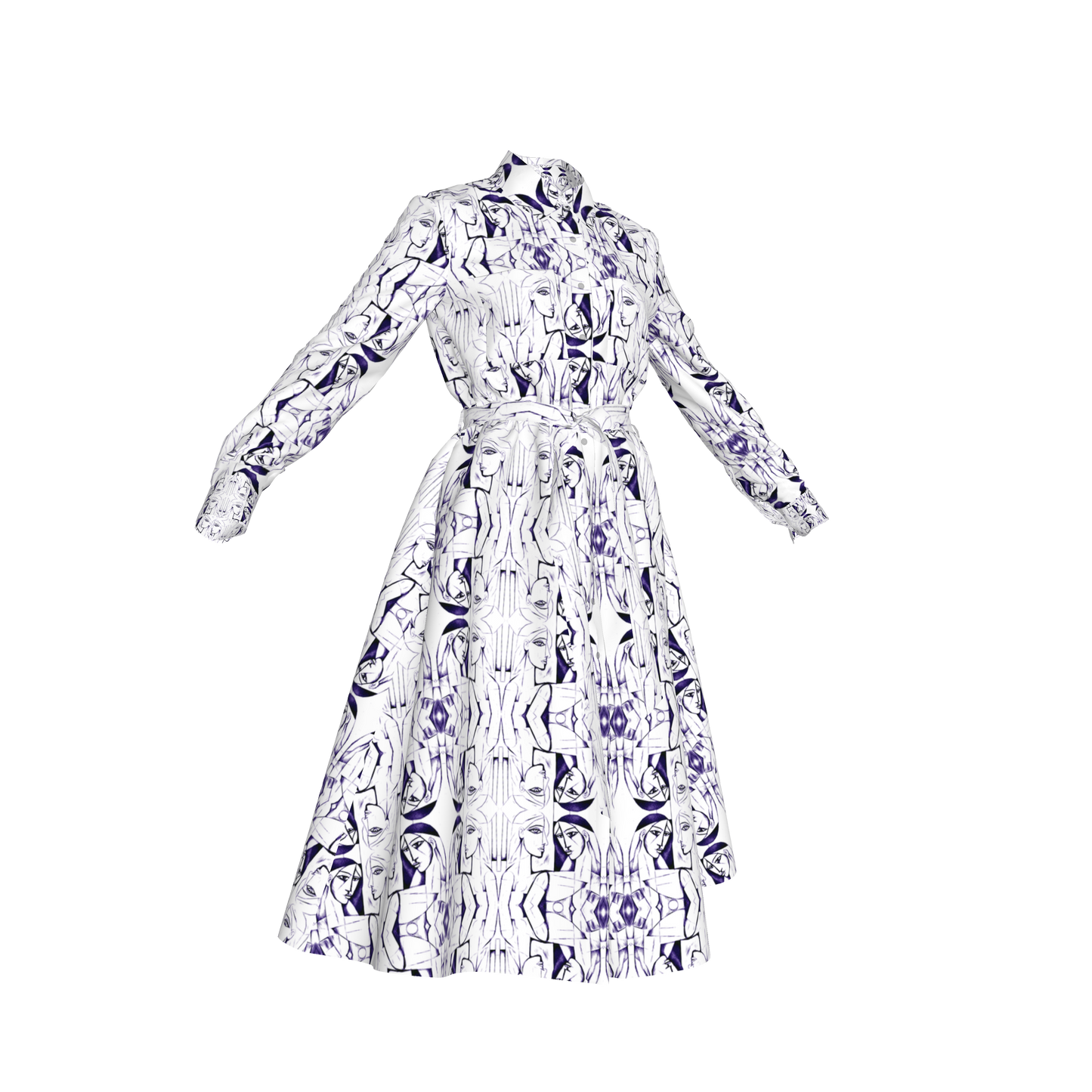 Malaika Belted Linen Shirt Dress