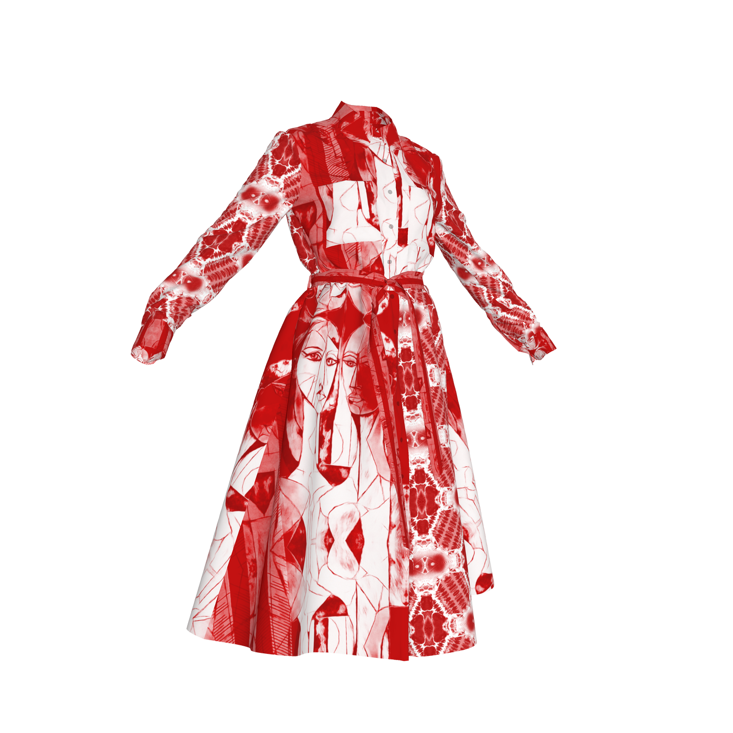 Malaika Belted Silk Shirt Dress