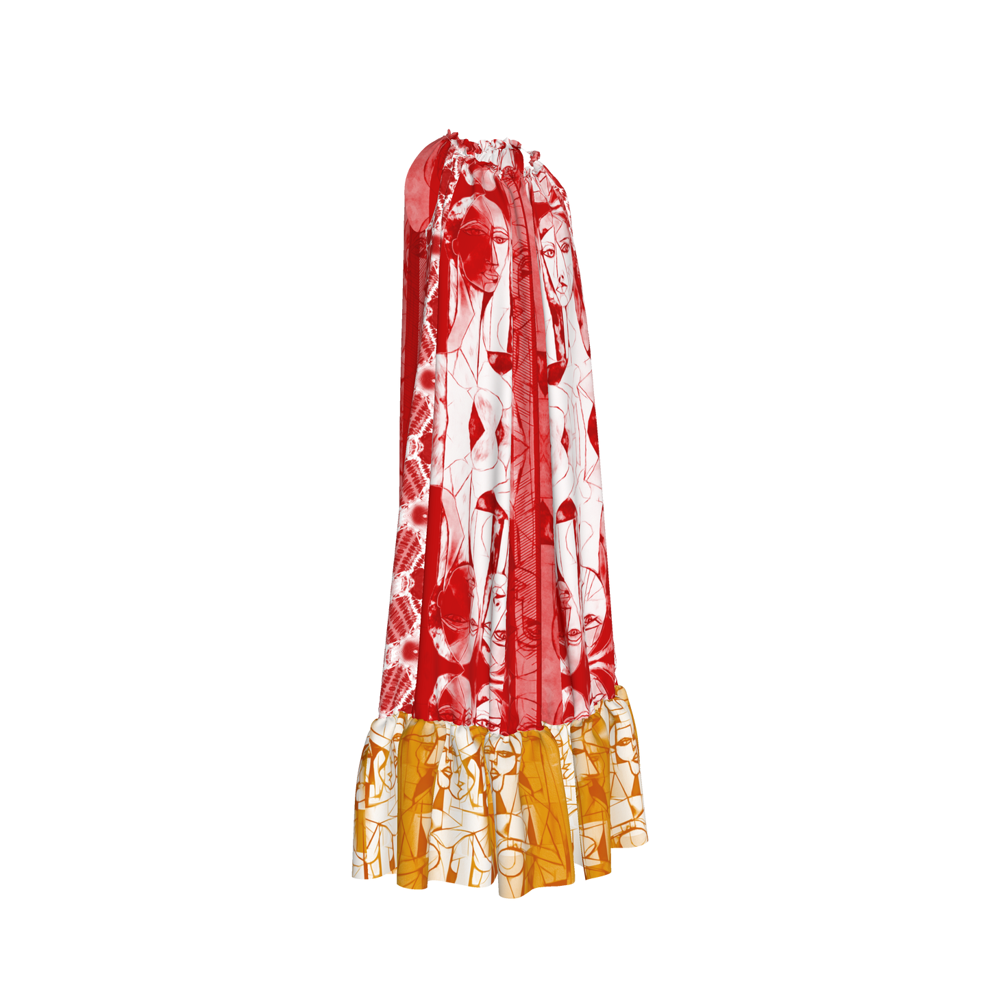 Aria Drawstring Halter Silk Maxi Dress