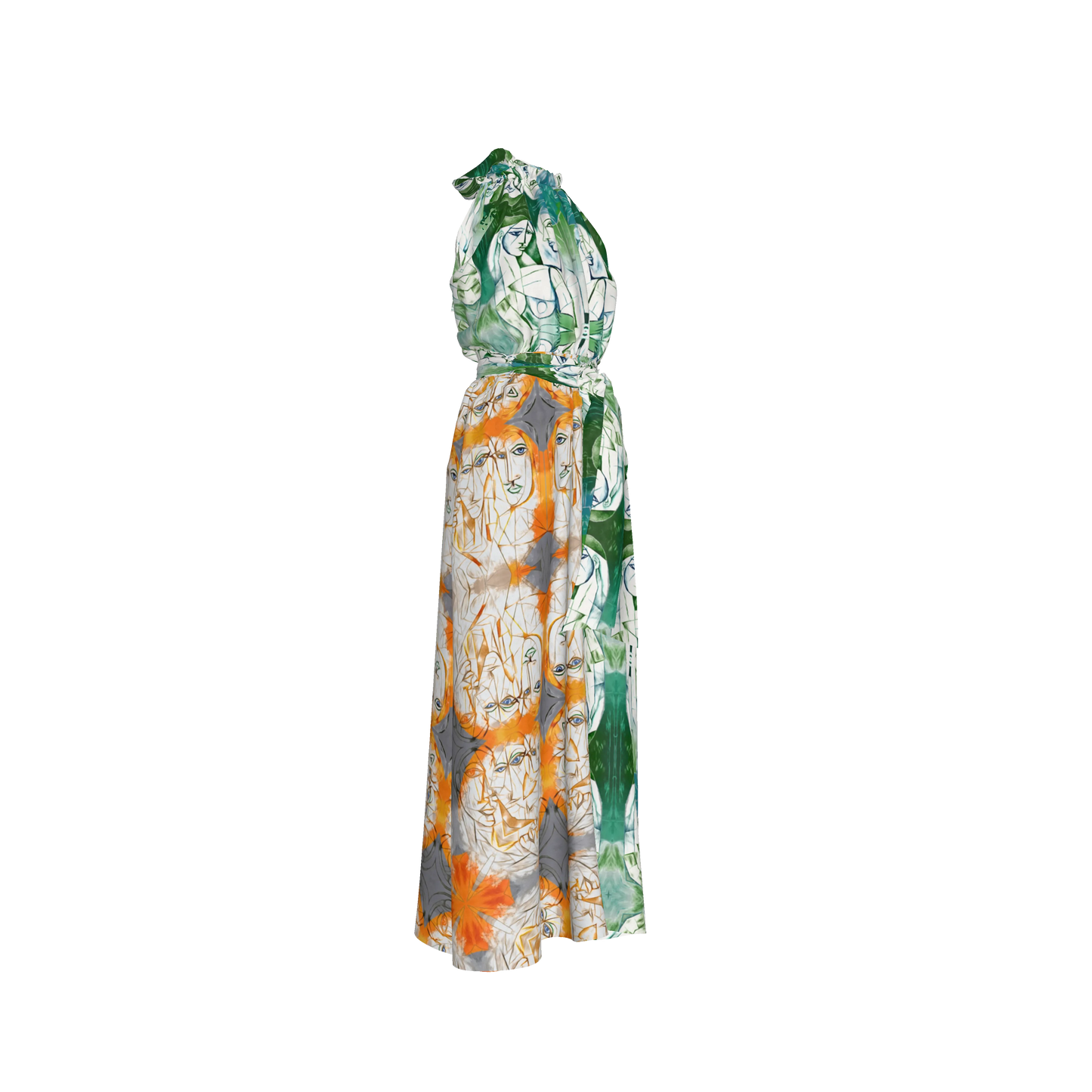 Aziza Silk Halter Maxi Dress