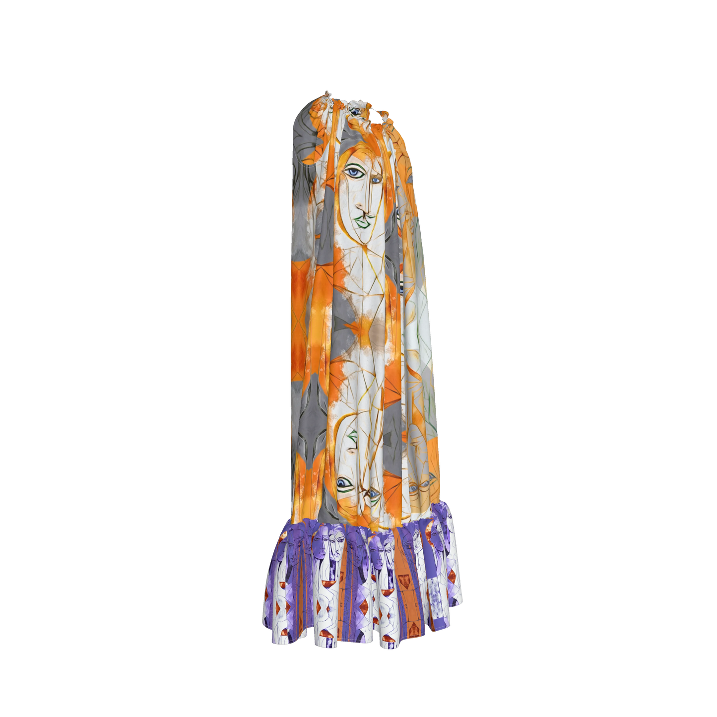 Aria Drawstring Halter Silk Maxi Dress