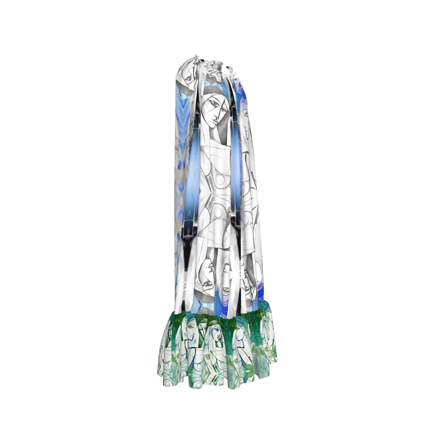 Aria Drawstring Halter Silk Maxi Dress