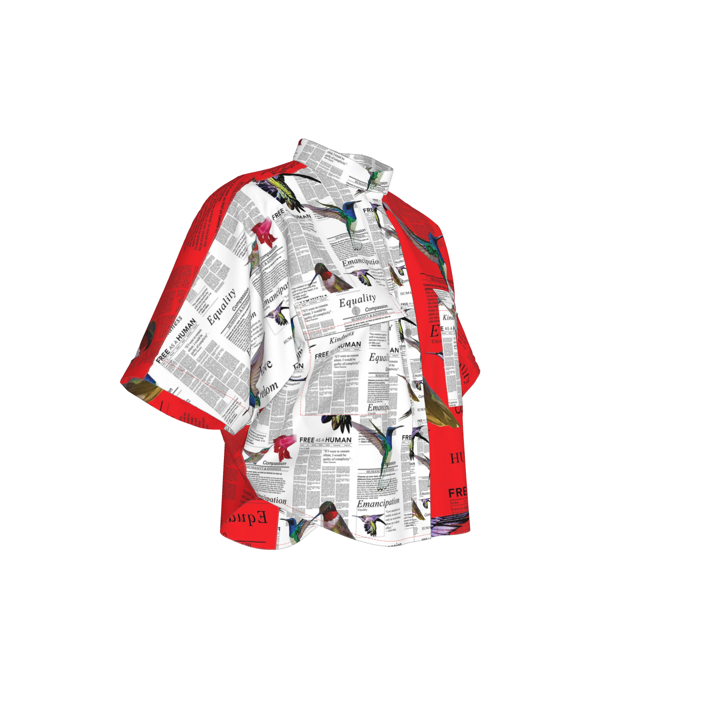 Mwezi Cropped Silk Kimono Sleeve Blouse
