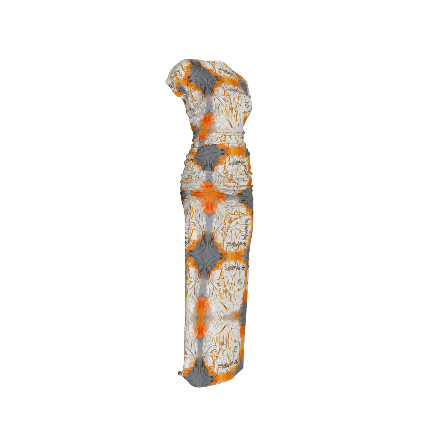 Zuhura Boatneck Shirred Silk Maxi Dress