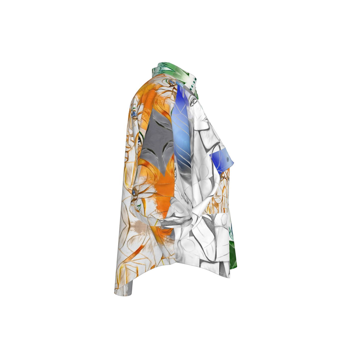 Mwezi Cropped Silk Kimono Sleeve Blouse