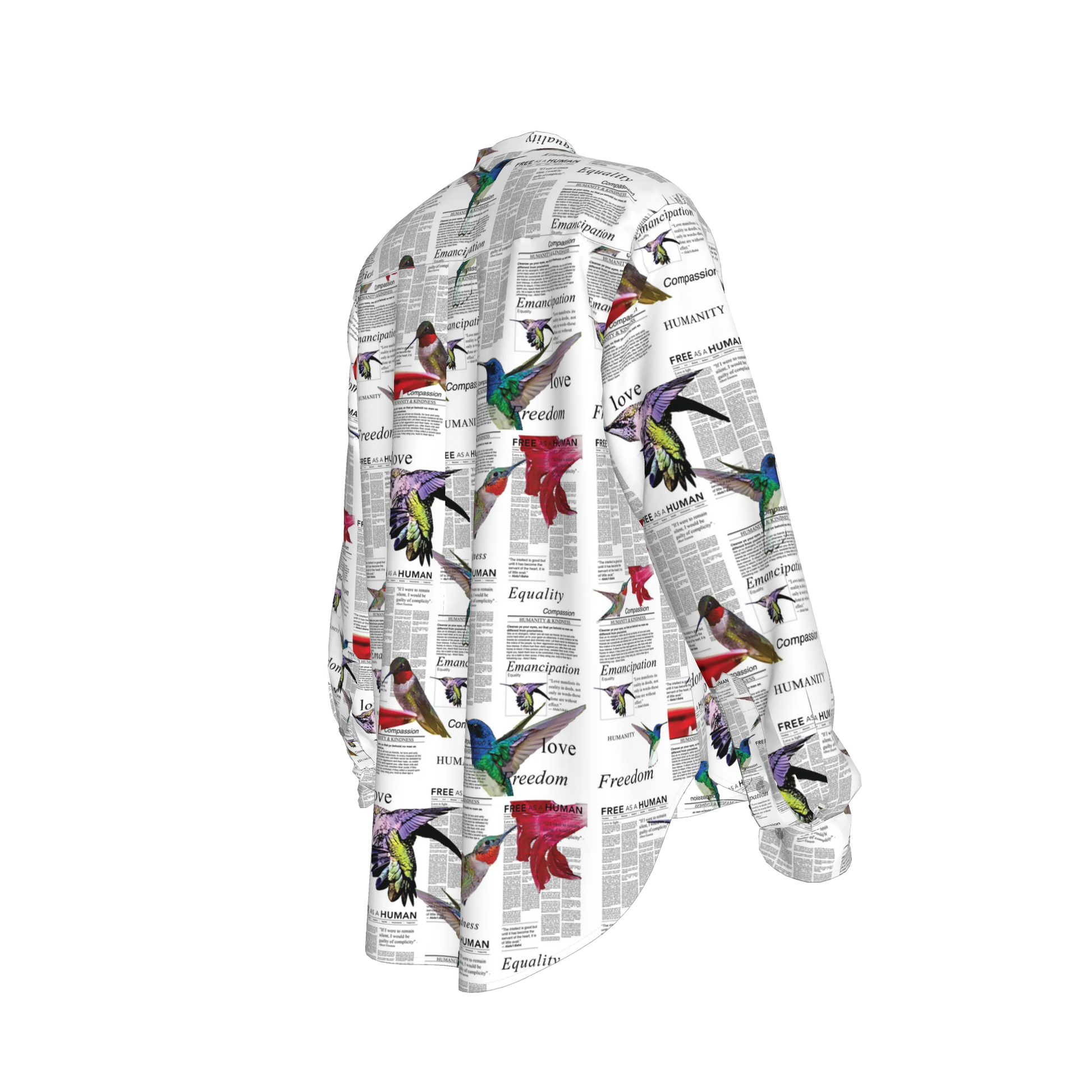 Zahara Band Collar Oversized Silk Shirt