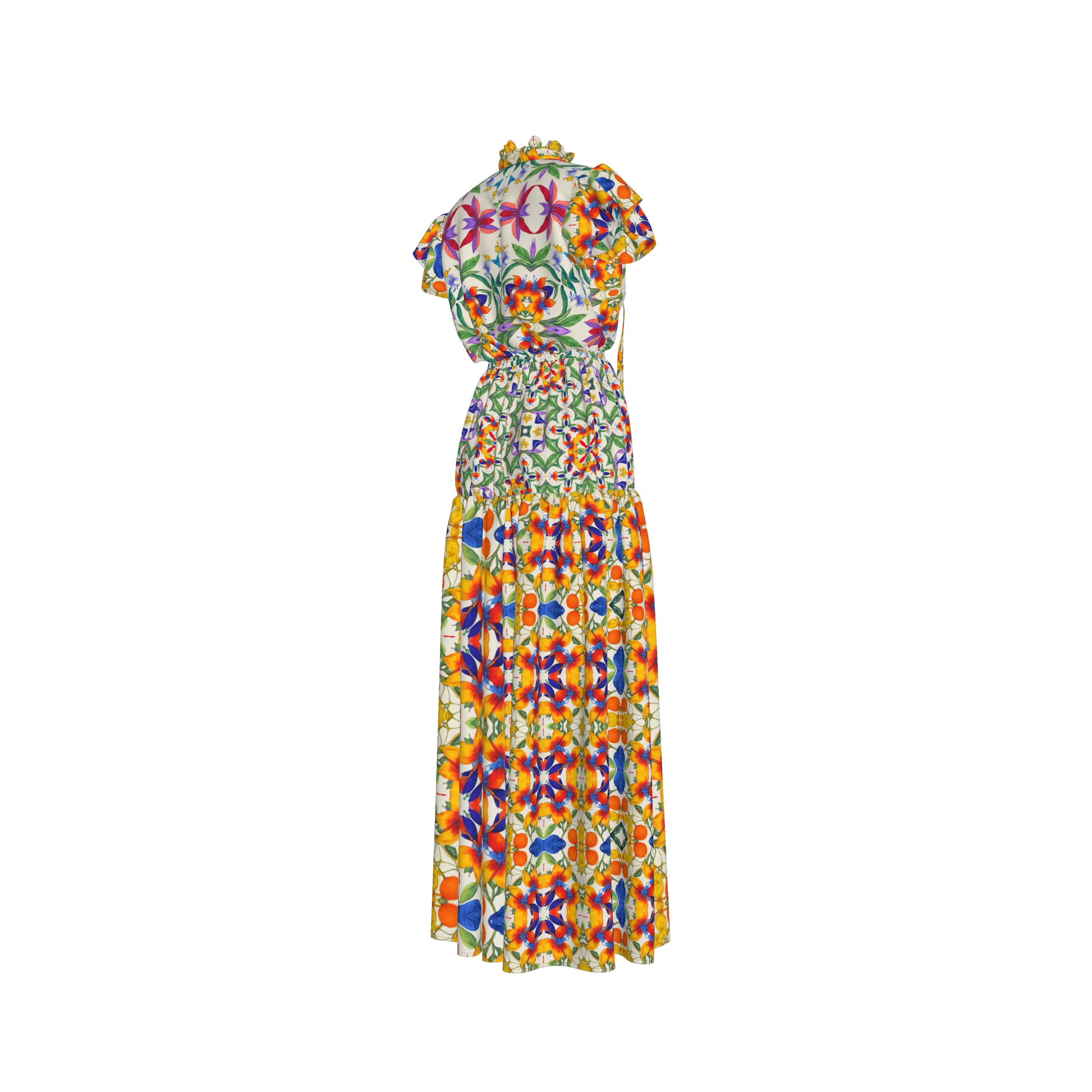 Lina Silk Maxi Ruffle Dress