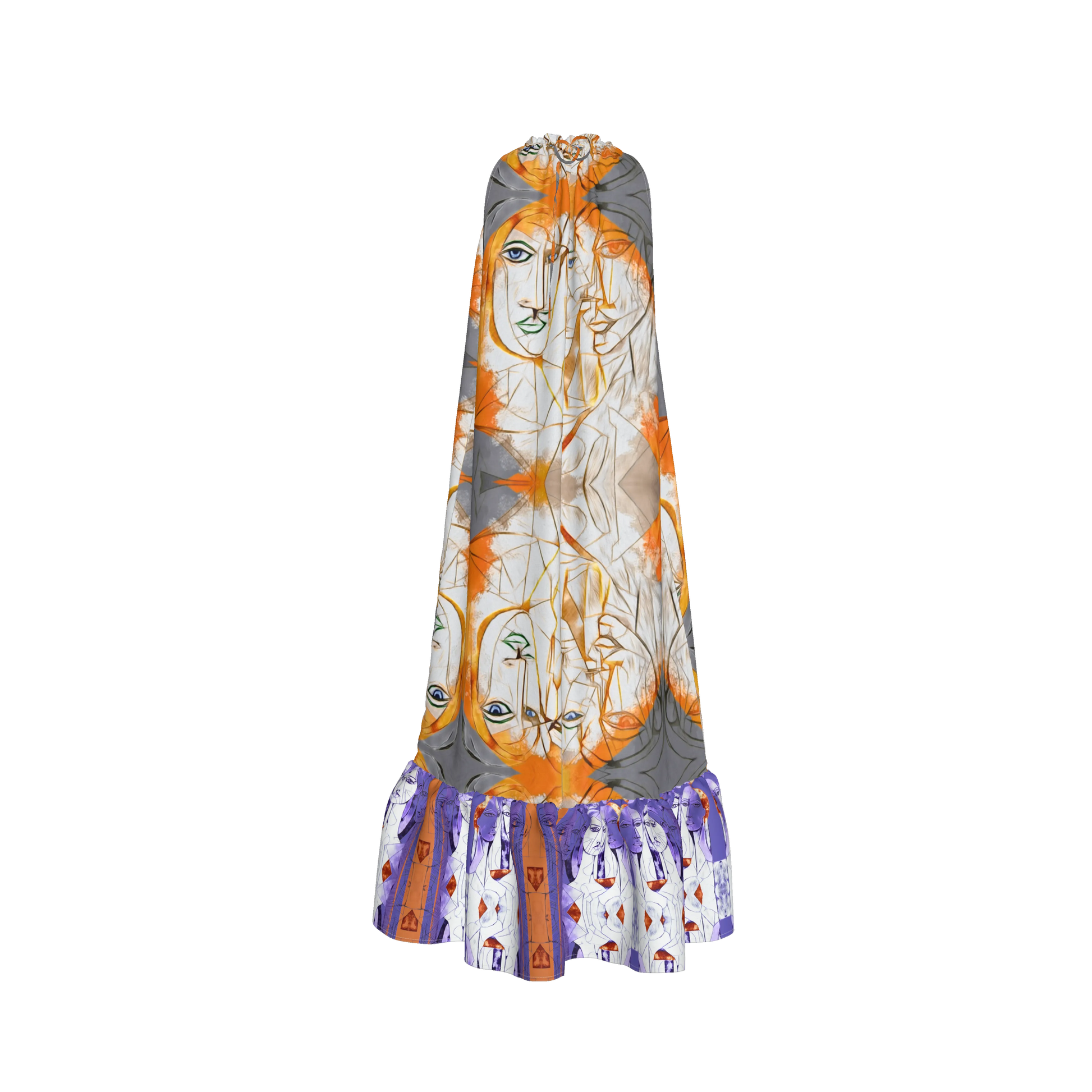 Aria Drawstring Halter Silk Maxi Dress