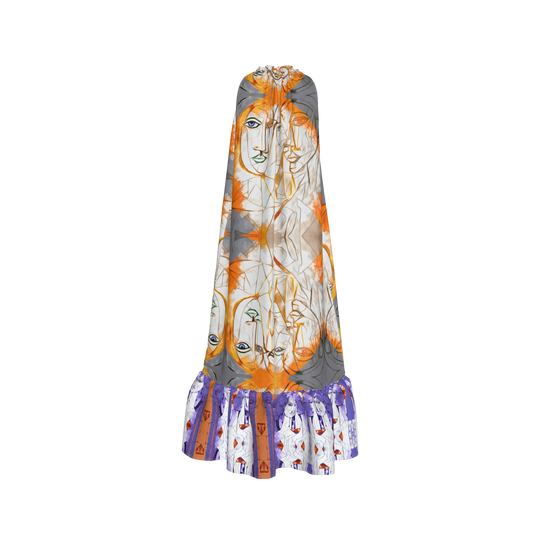 Aria Drawstring Halter Silk Maxi Dress