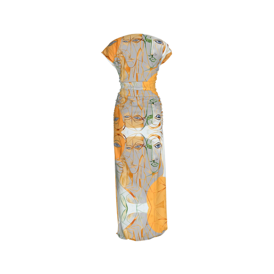 Zuhura Boatneck Shirred Silk Maxi Dress