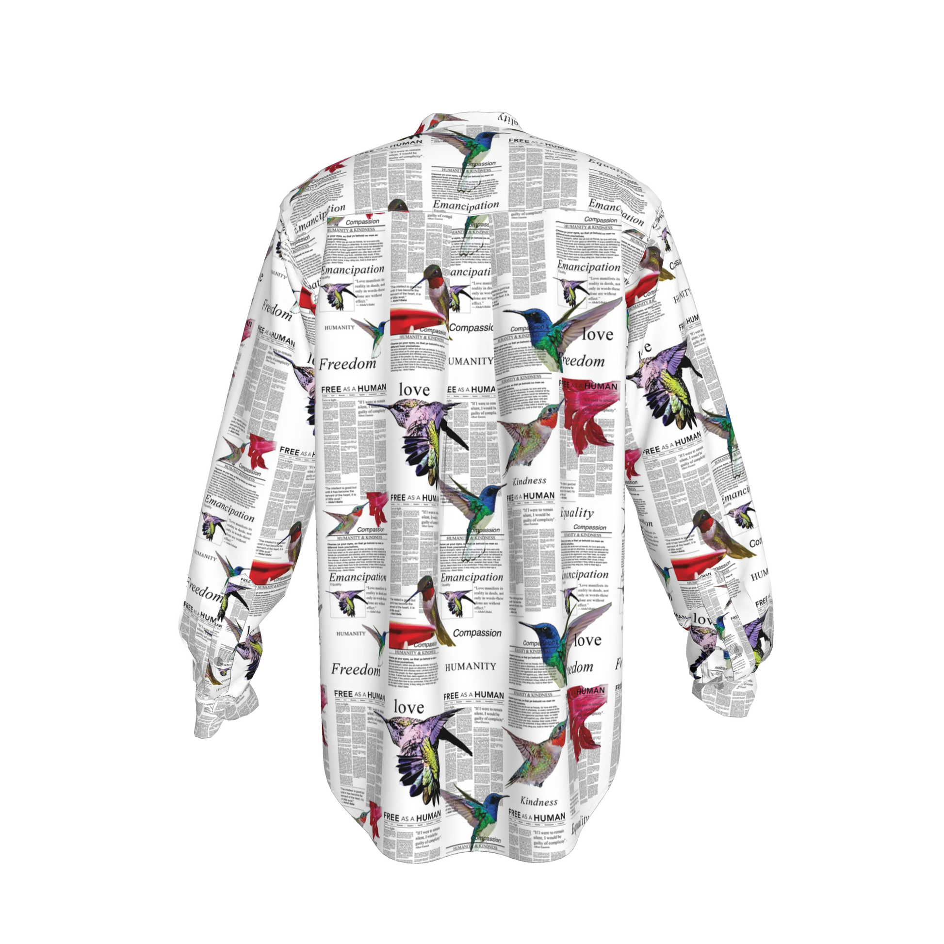 Zahara Band Collar Oversized Silk Shirt