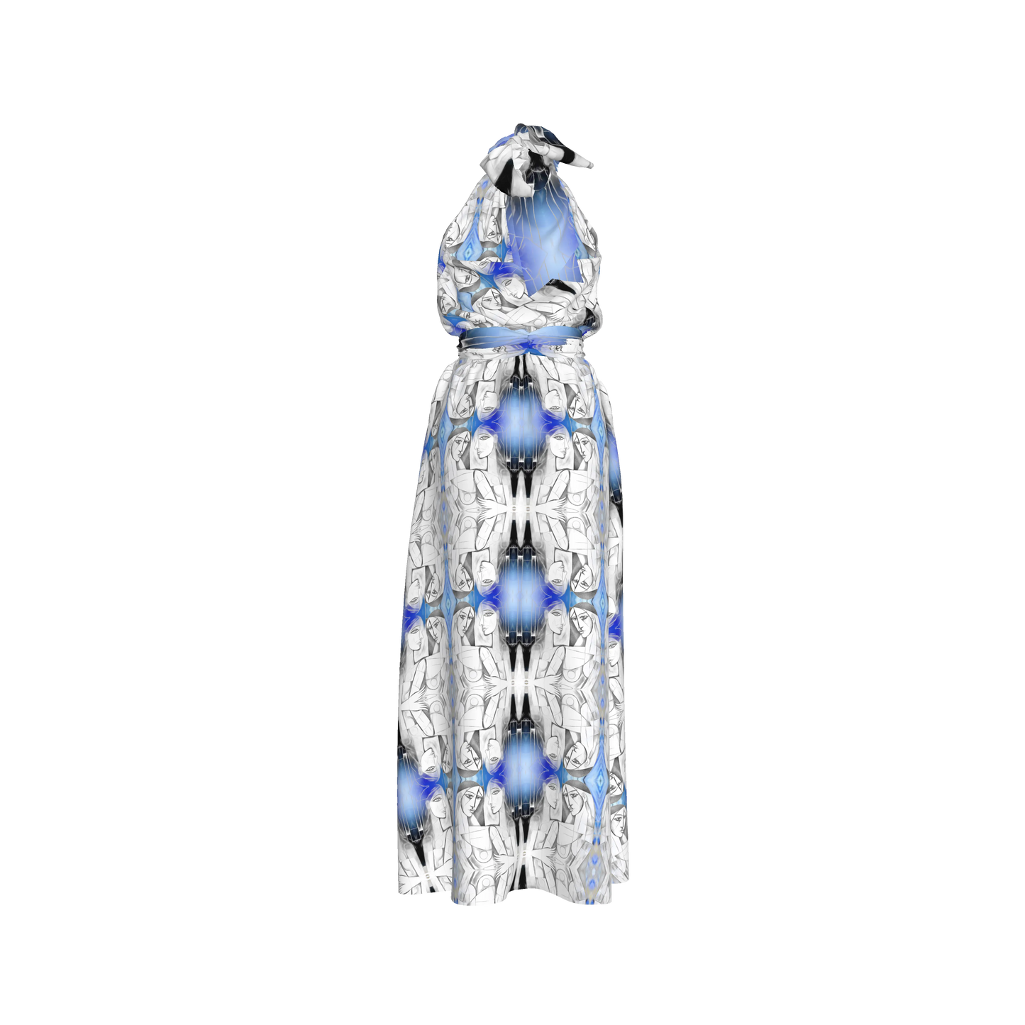 Aziza Silk Halter Maxi Dress