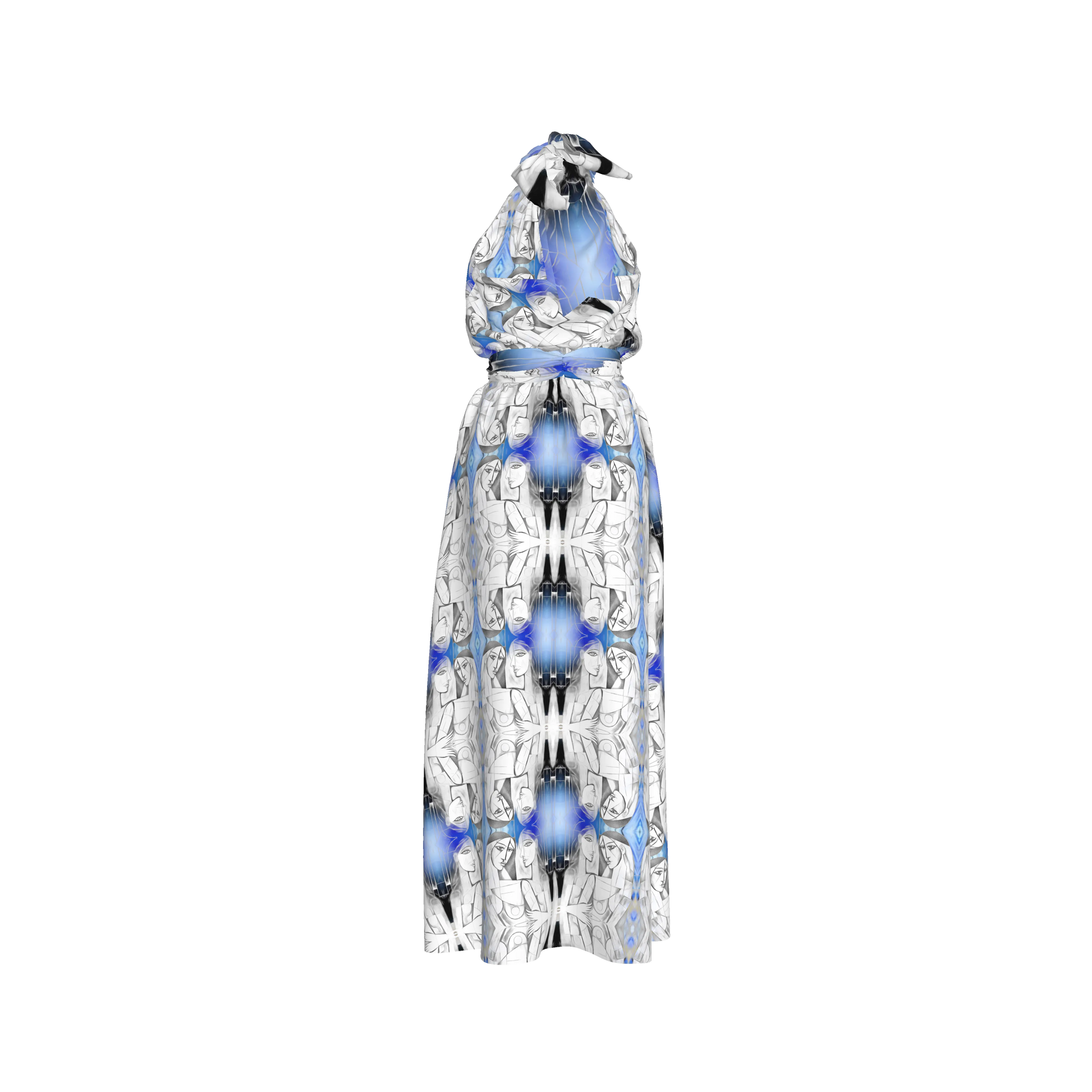 Aziza Silk Halter Maxi Dress