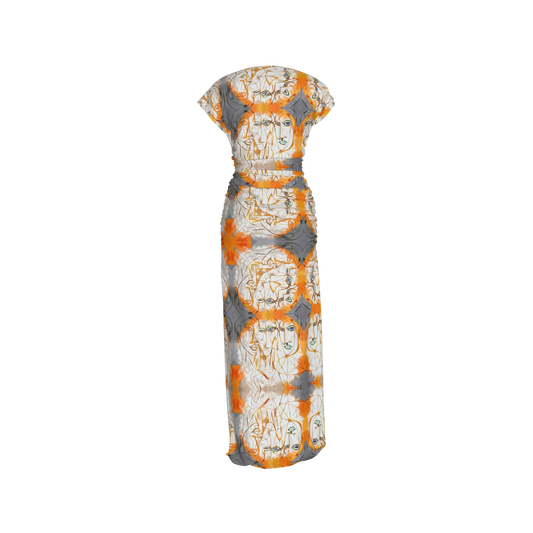 Zuhura Boatneck Shirred Silk Maxi Dress
