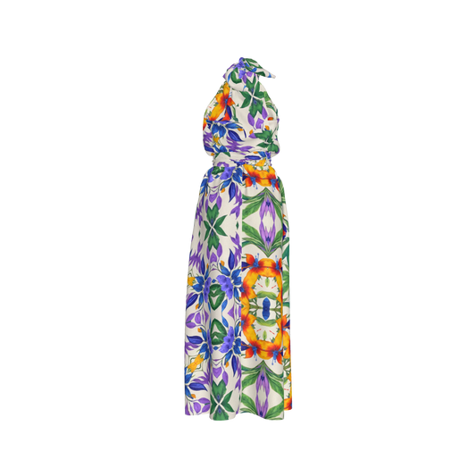 Aziza Silk Halter Maxi Dress