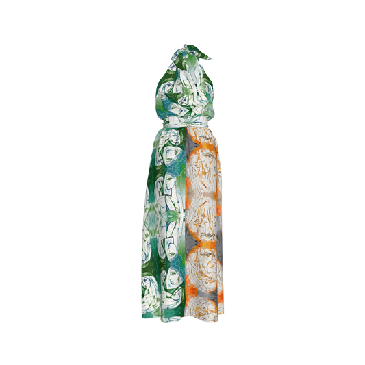 Aziza Silk Halter Maxi Dress