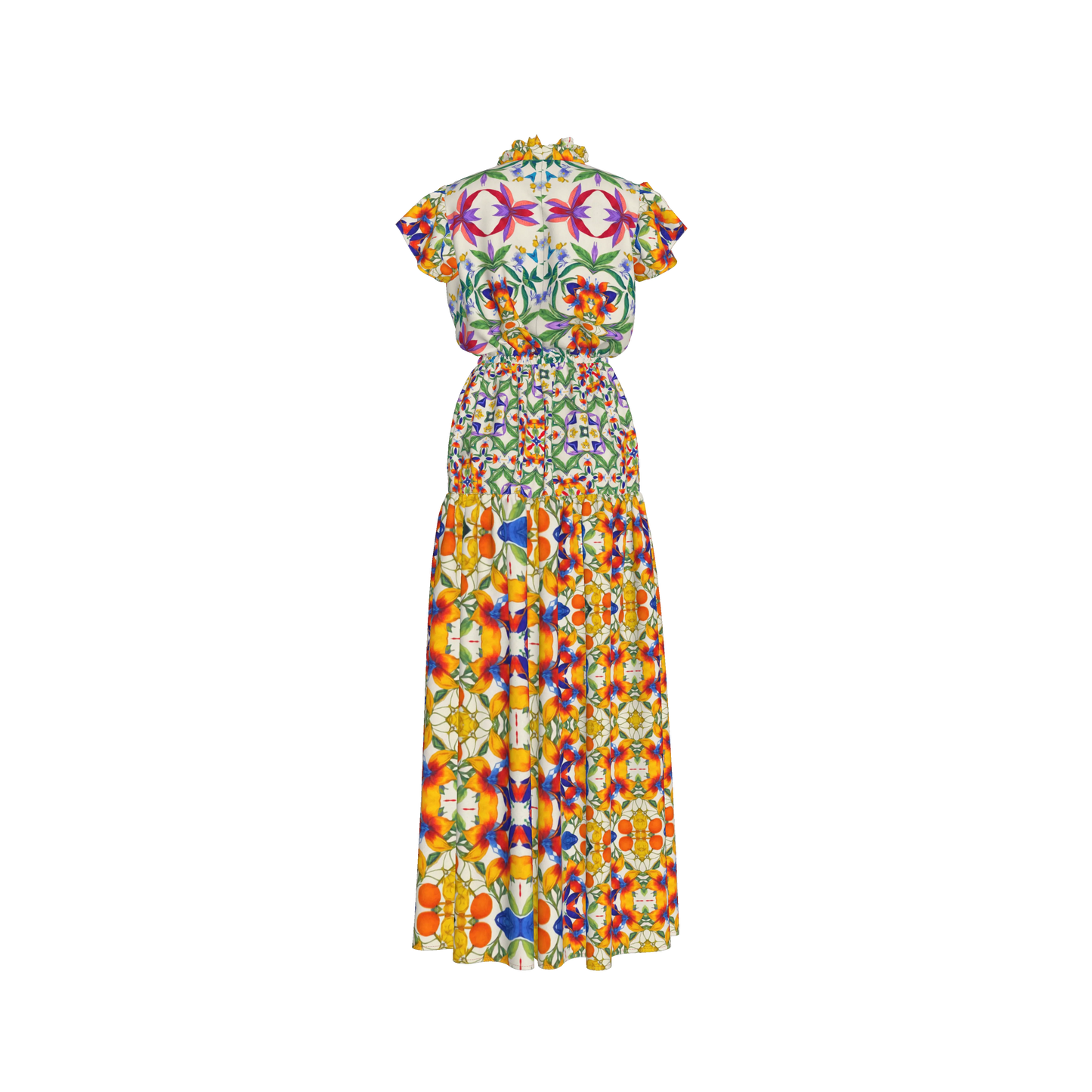 Lina Silk Maxi Ruffle Dress