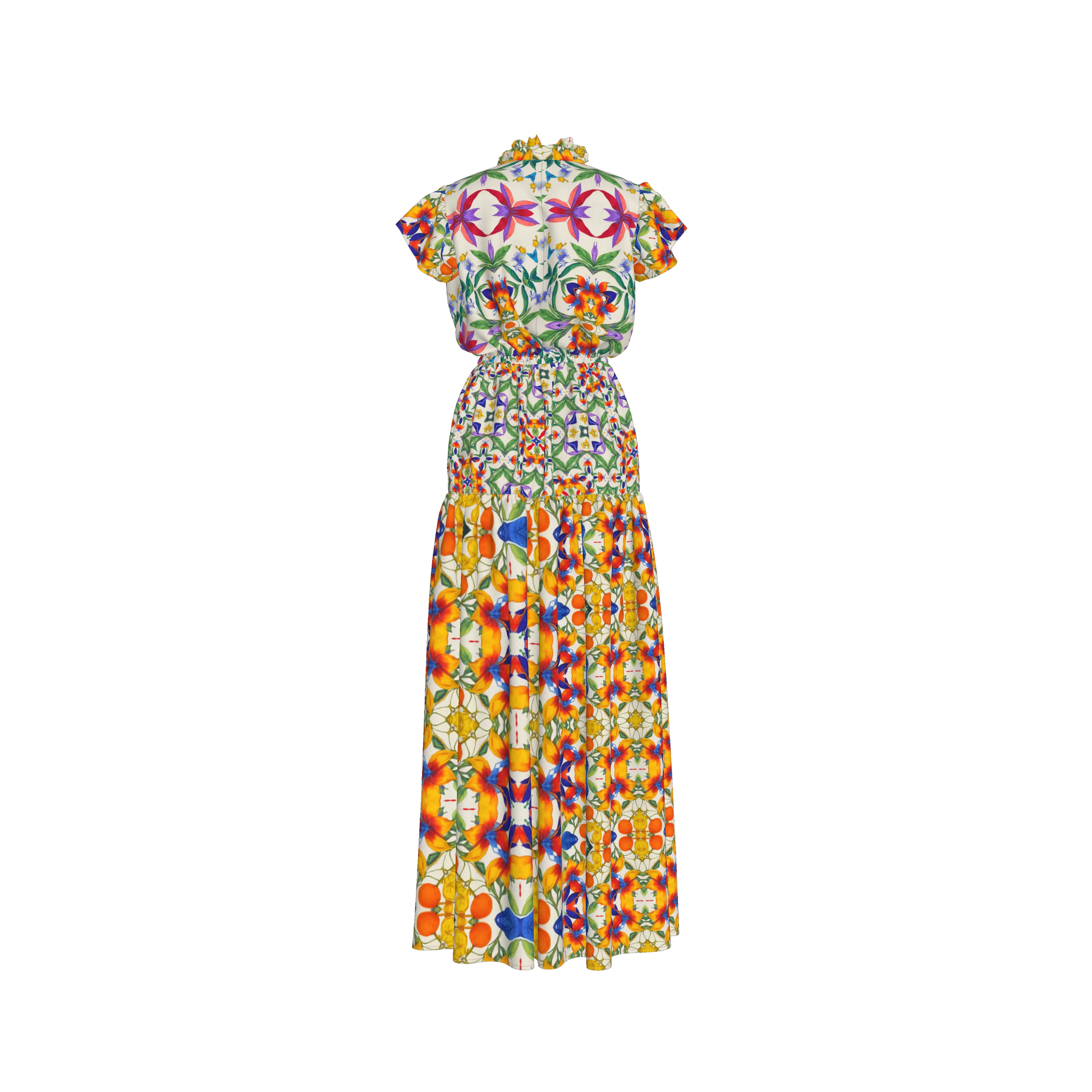 Lina Silk Maxi Ruffle Dress