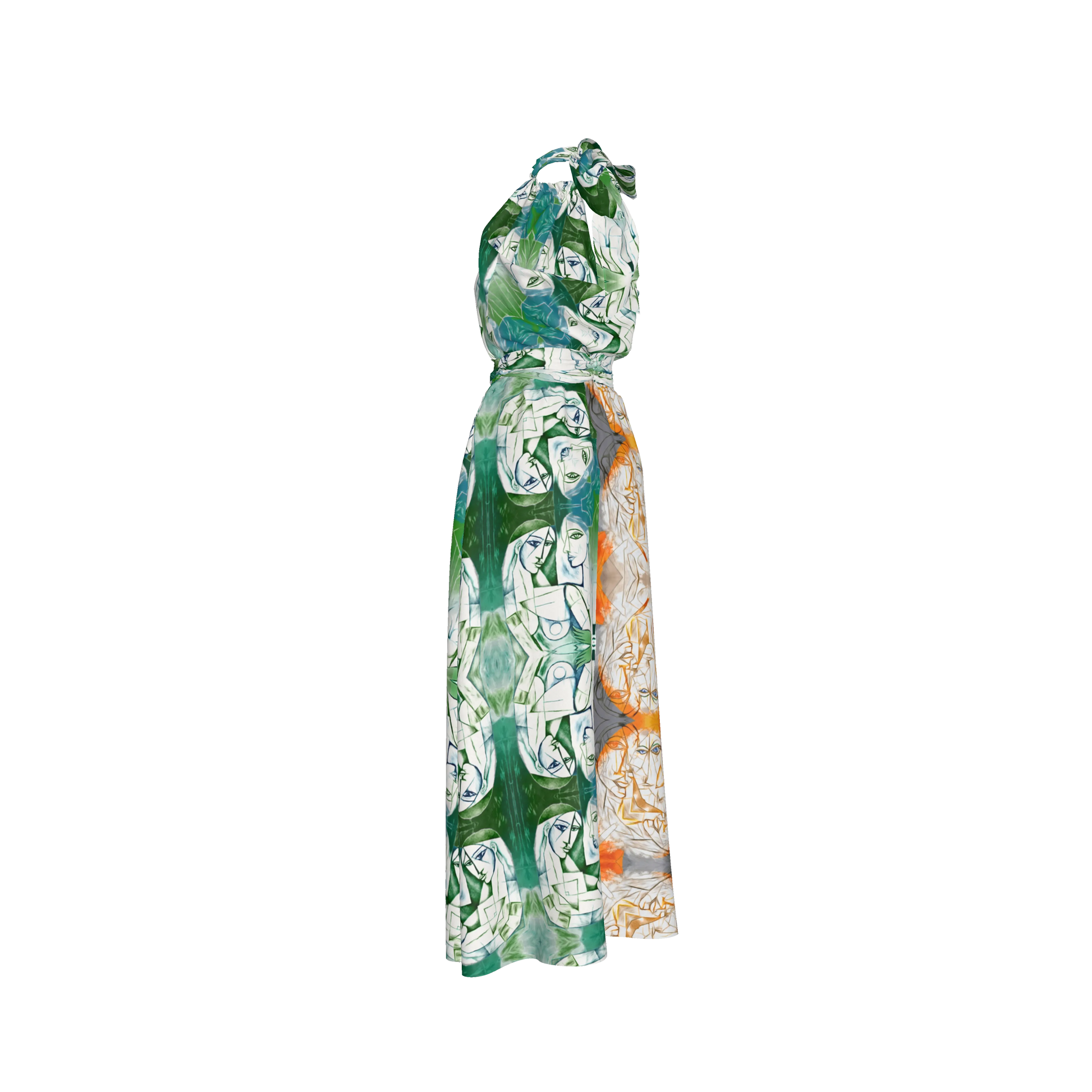 Aziza Silk Halter Maxi Dress