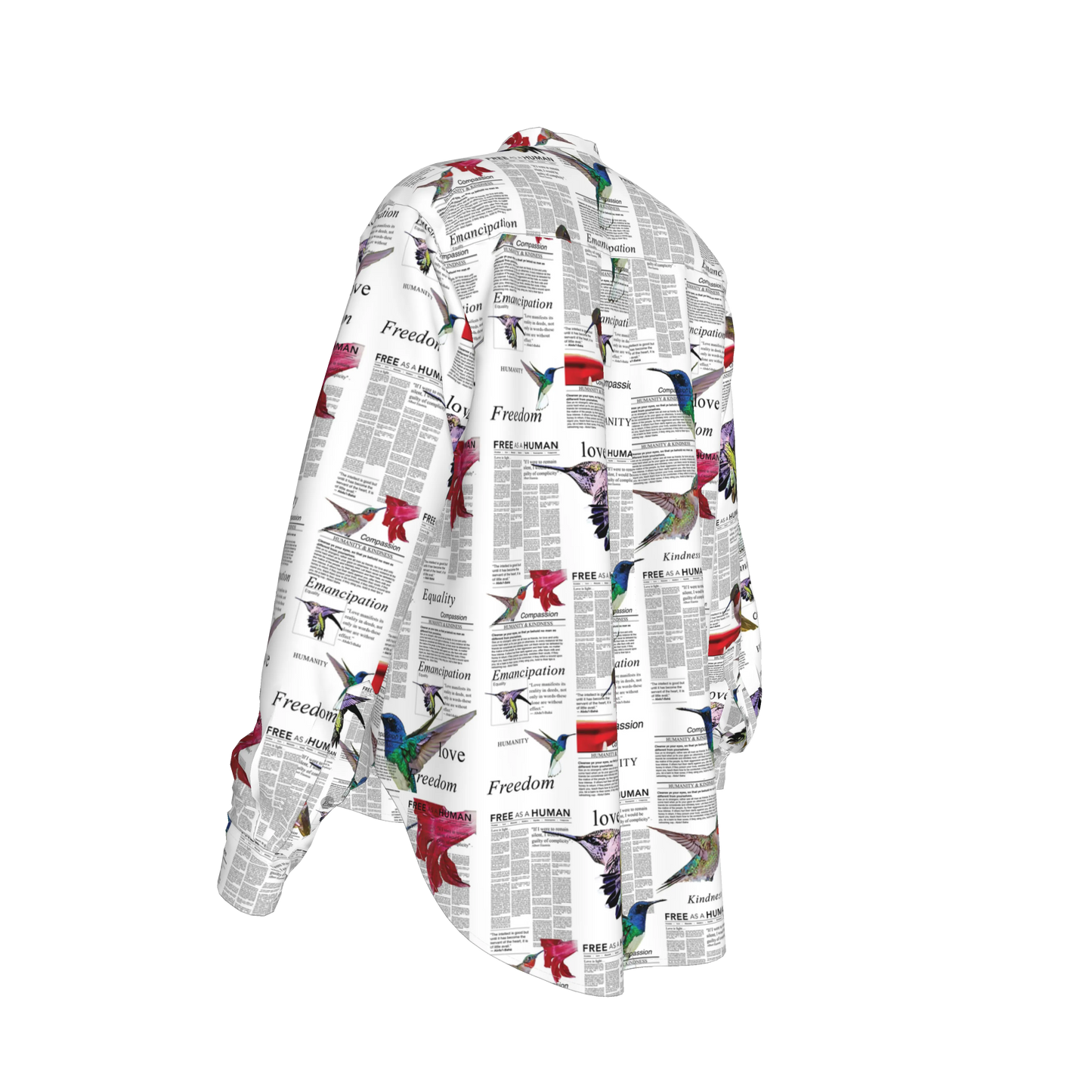 Zahara Band Collar Oversized Silk Shirt