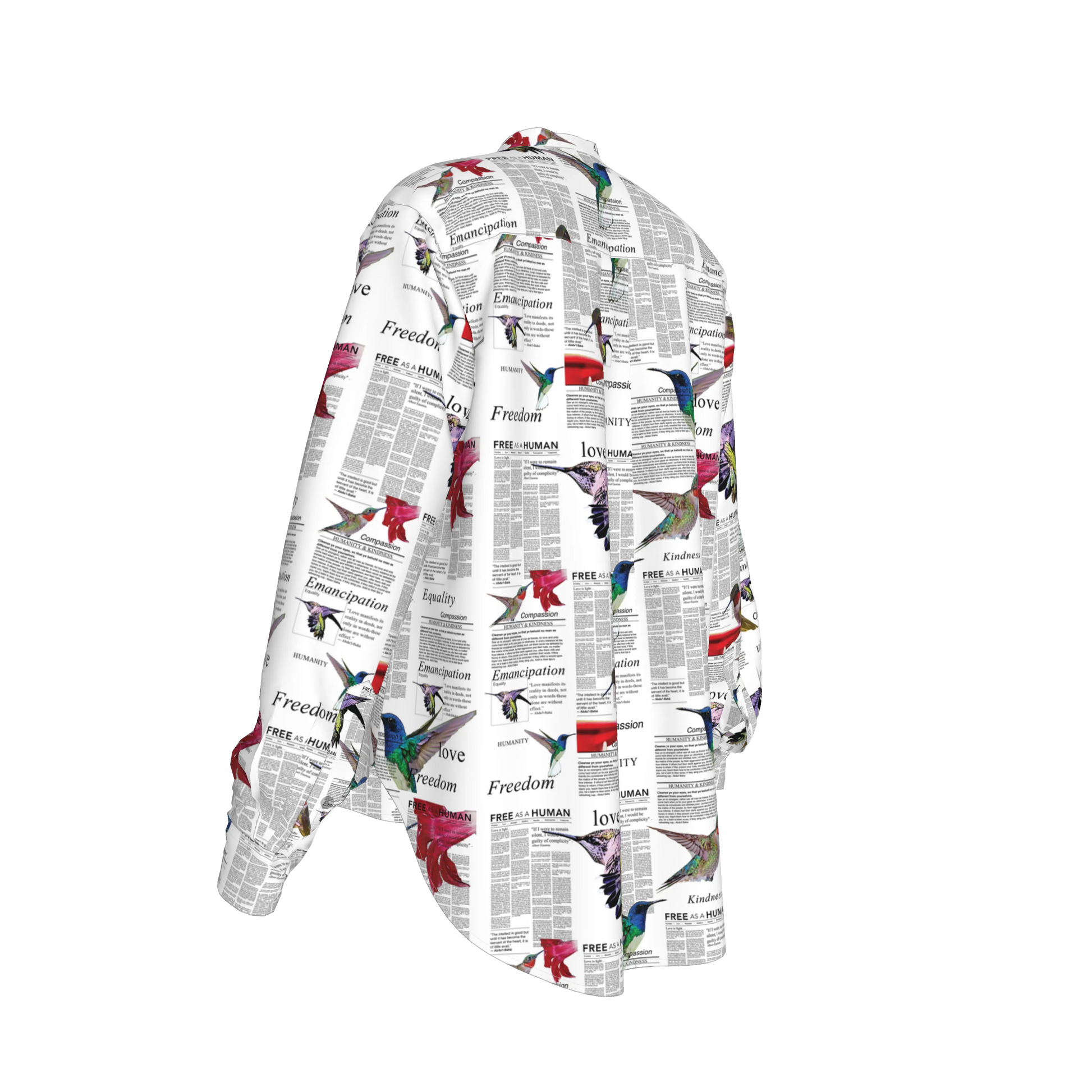 Zahara Band Collar Oversized Silk Shirt