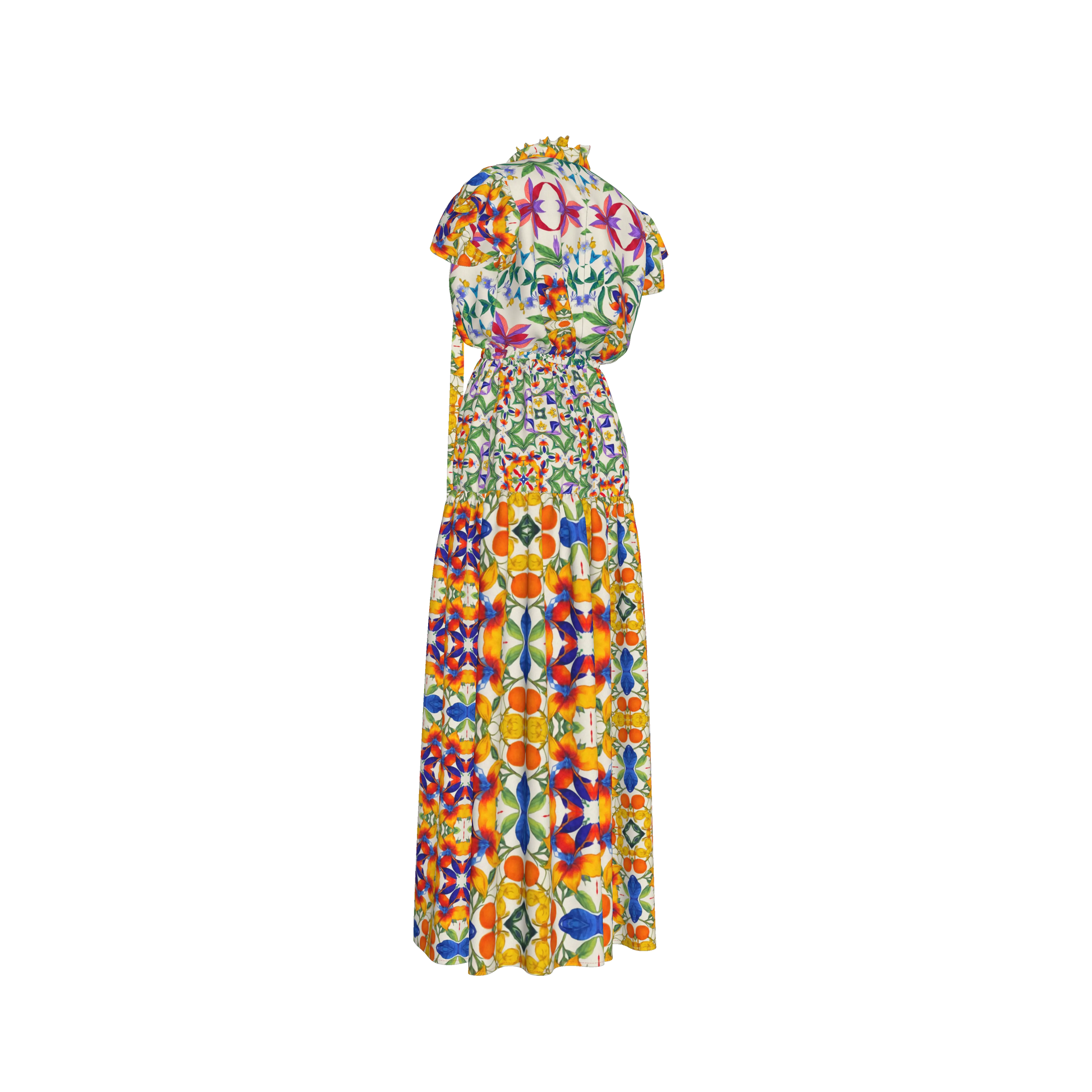Lina Silk Maxi Ruffle Dress