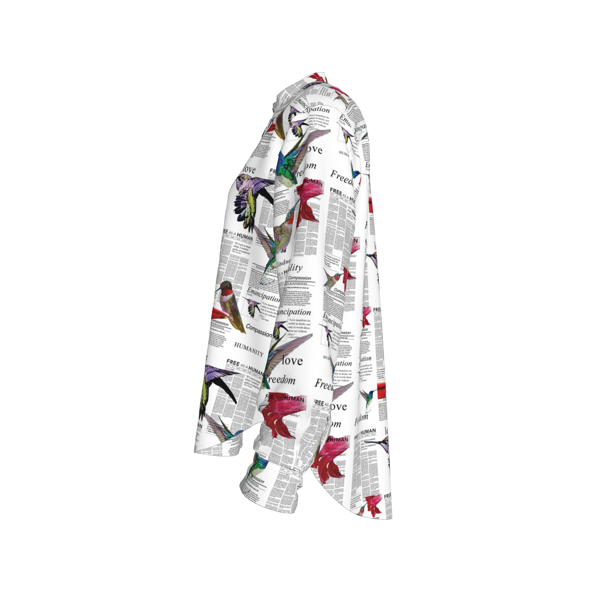 Zahara Band Collar Oversized Silk Shirt