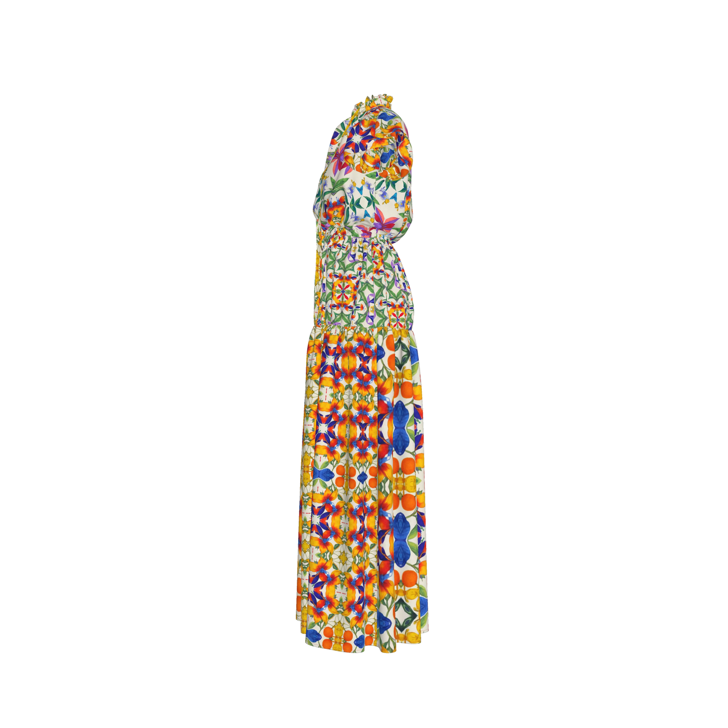 Lina Silk Maxi Ruffle Dress
