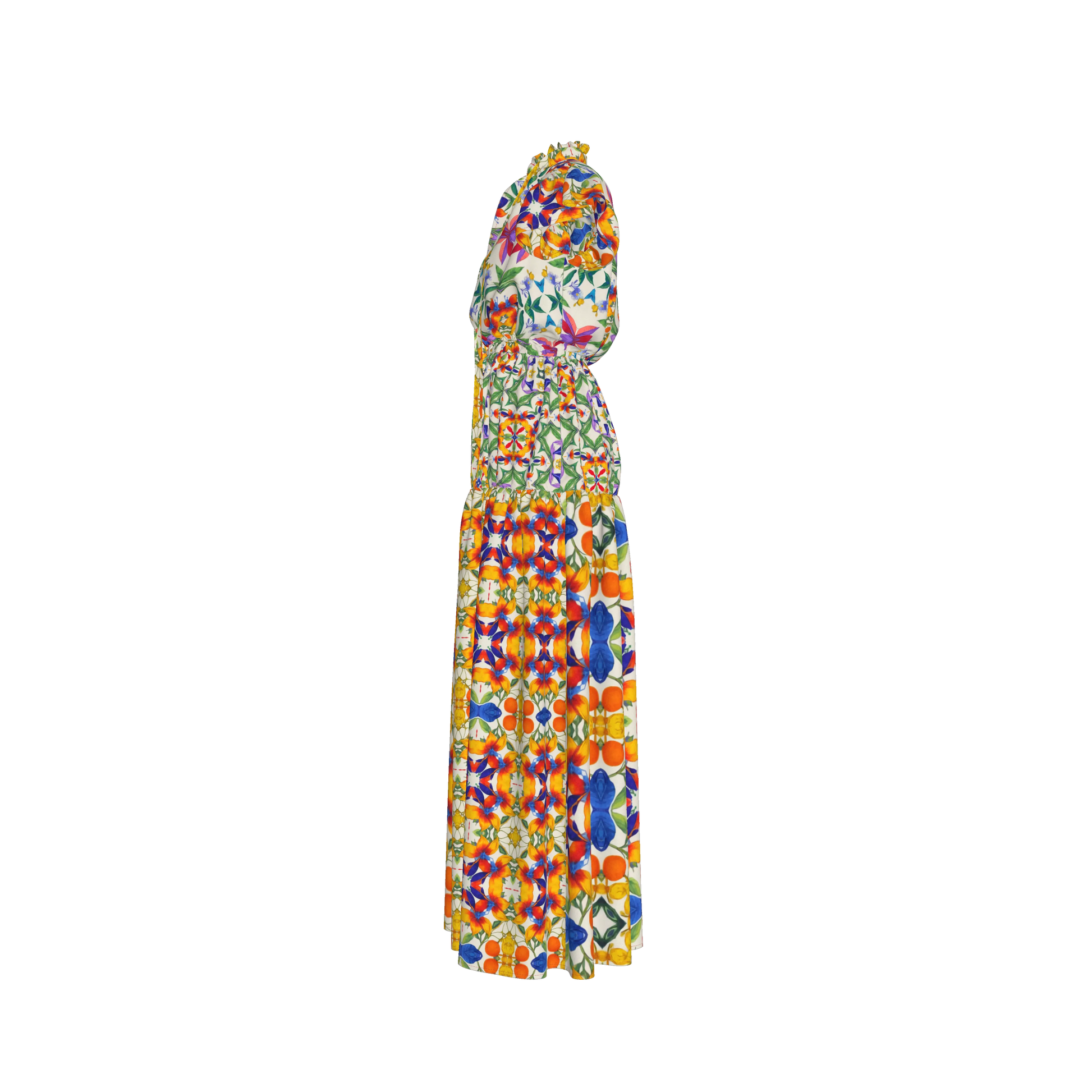 Lina Silk Maxi Ruffle Dress