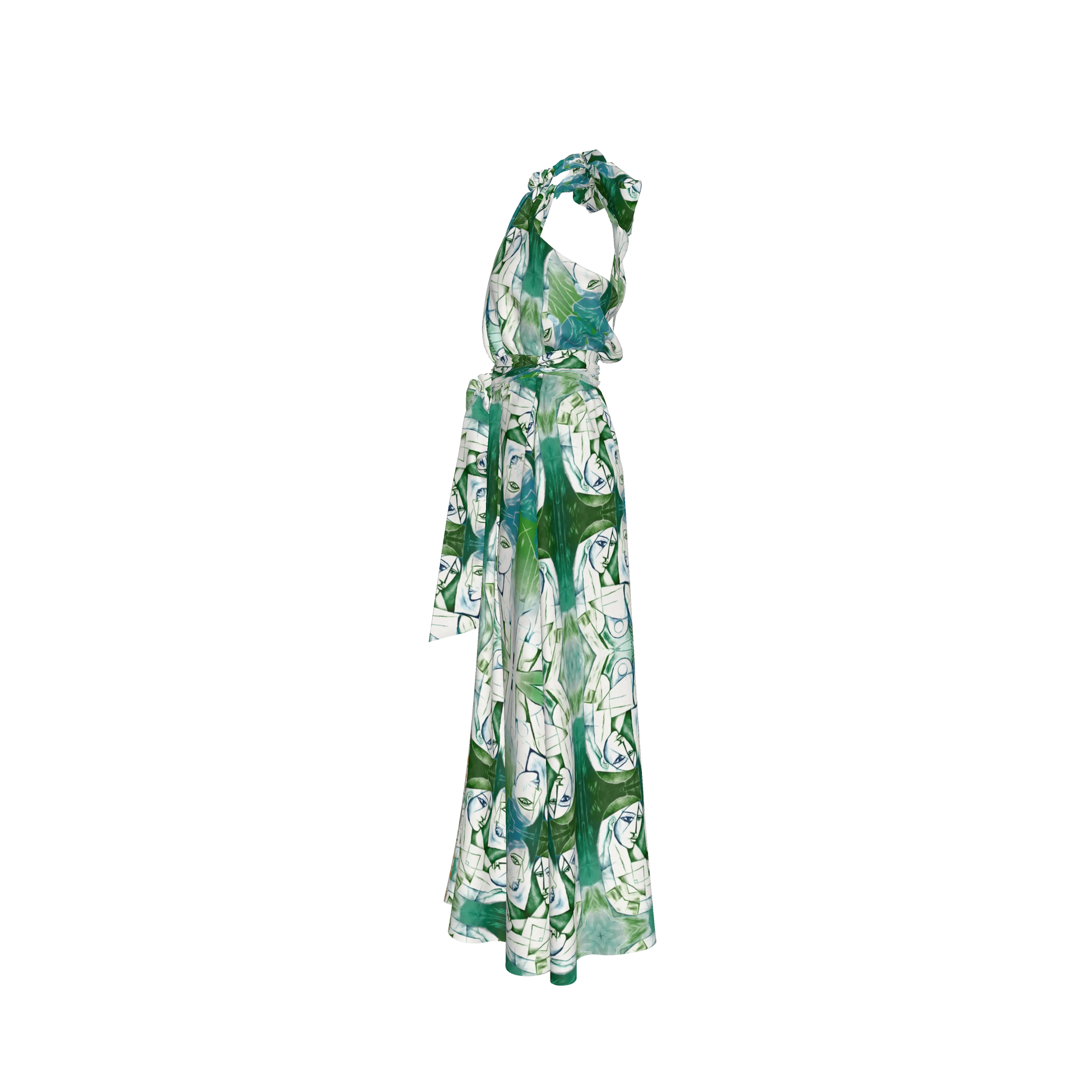 Aziza Silk Halter Maxi Dress