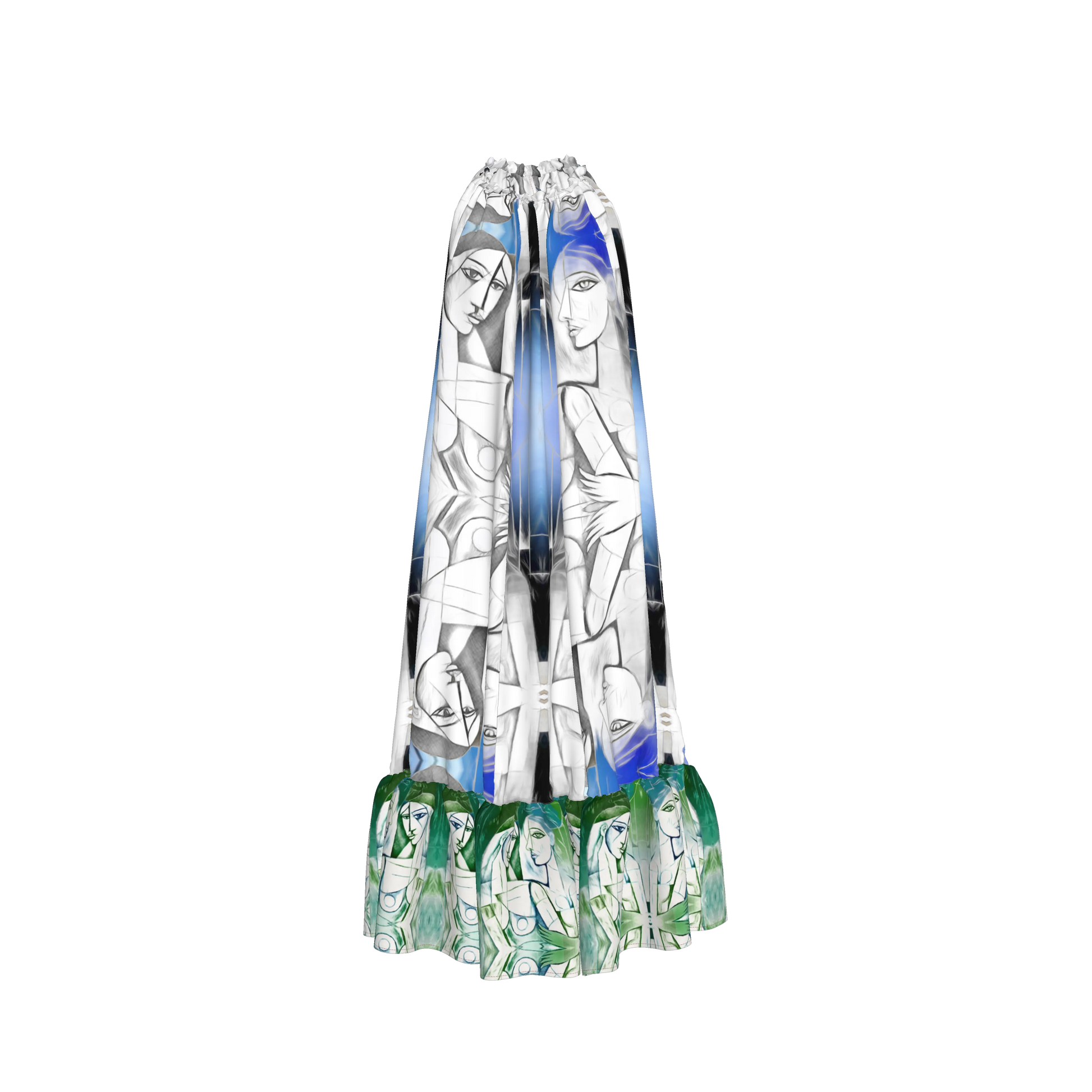 Aria Drawstring Halter Silk Maxi Dress